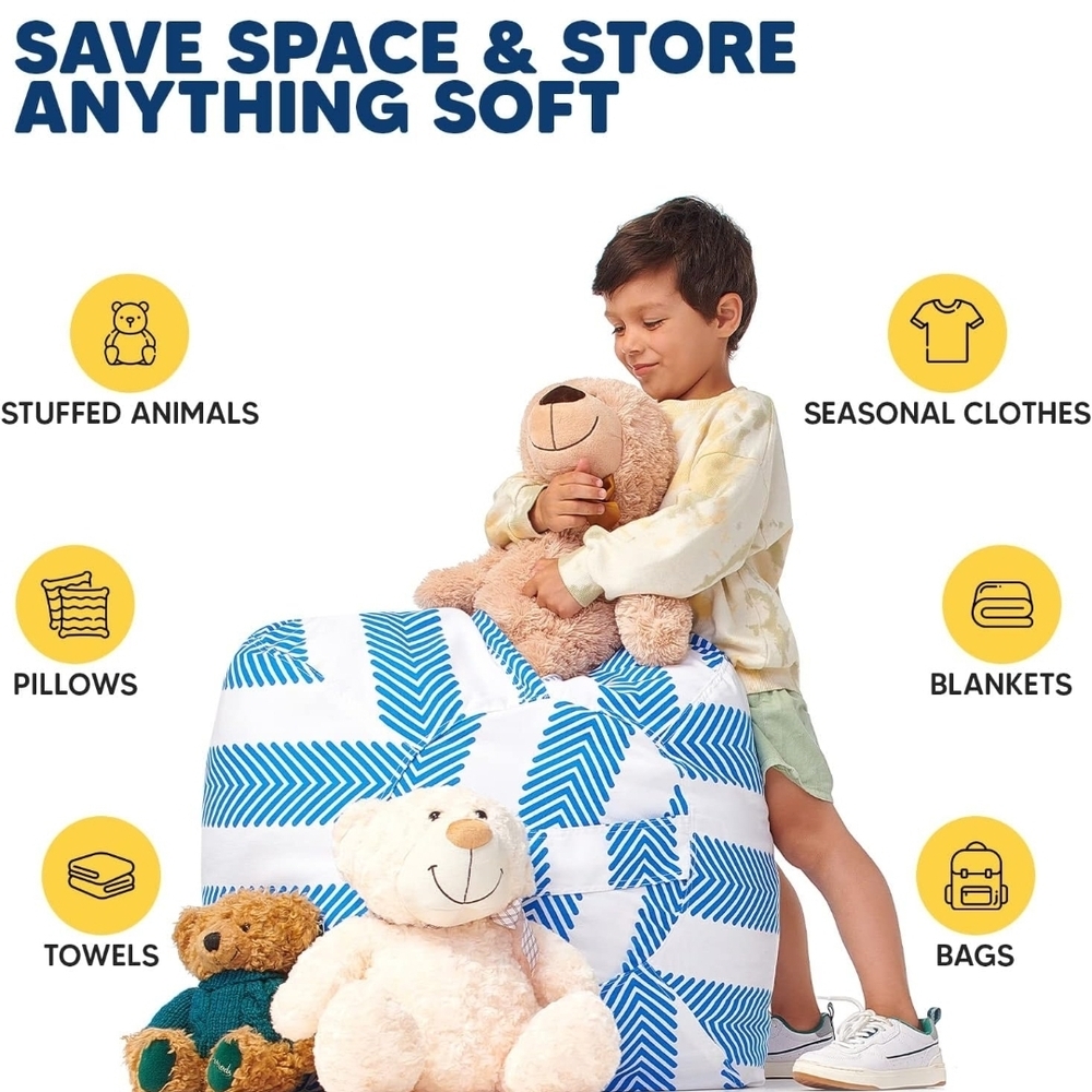 Blue and White Chevron Bean Bag